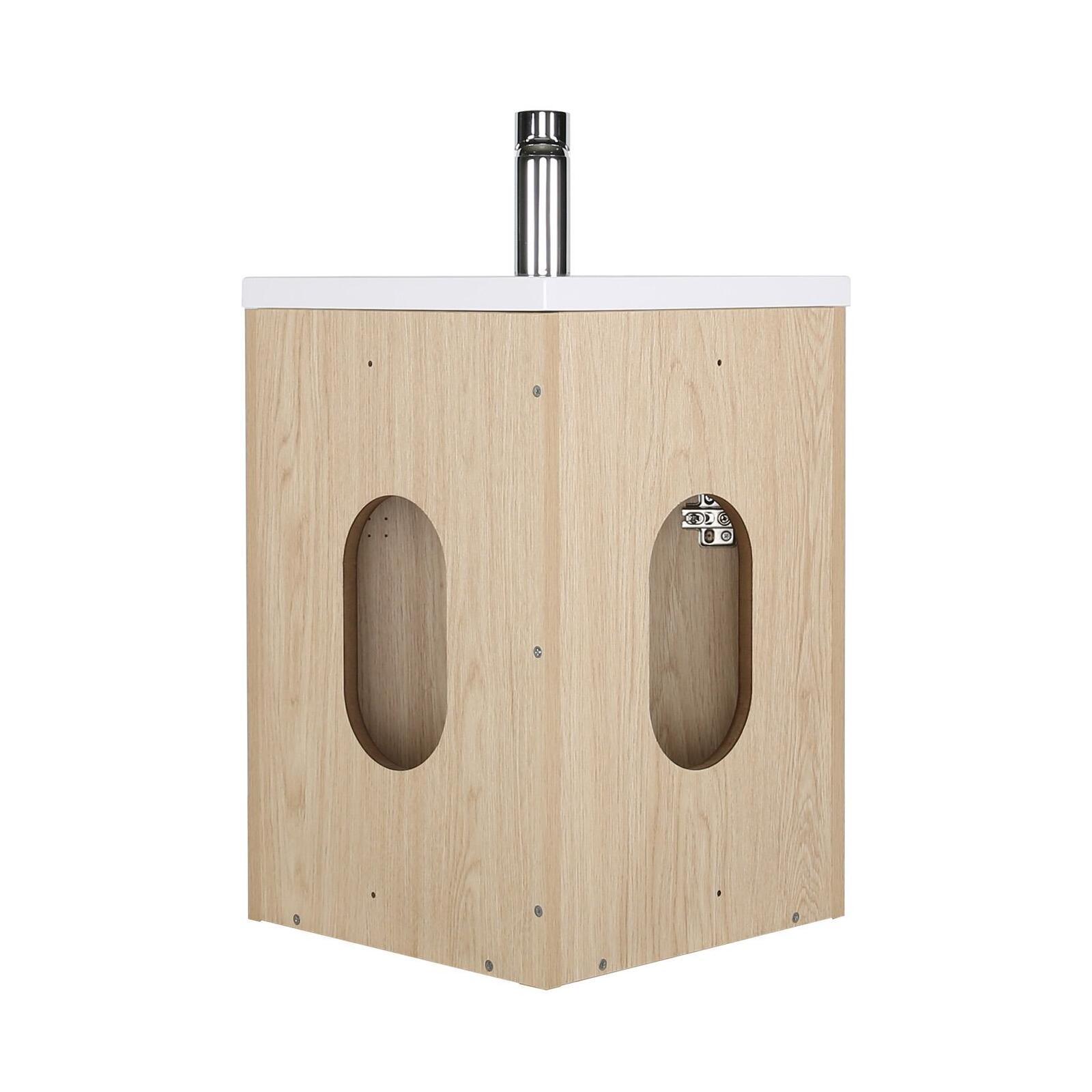 Meuble lave-mains d'angle suspendu avec vasque résine