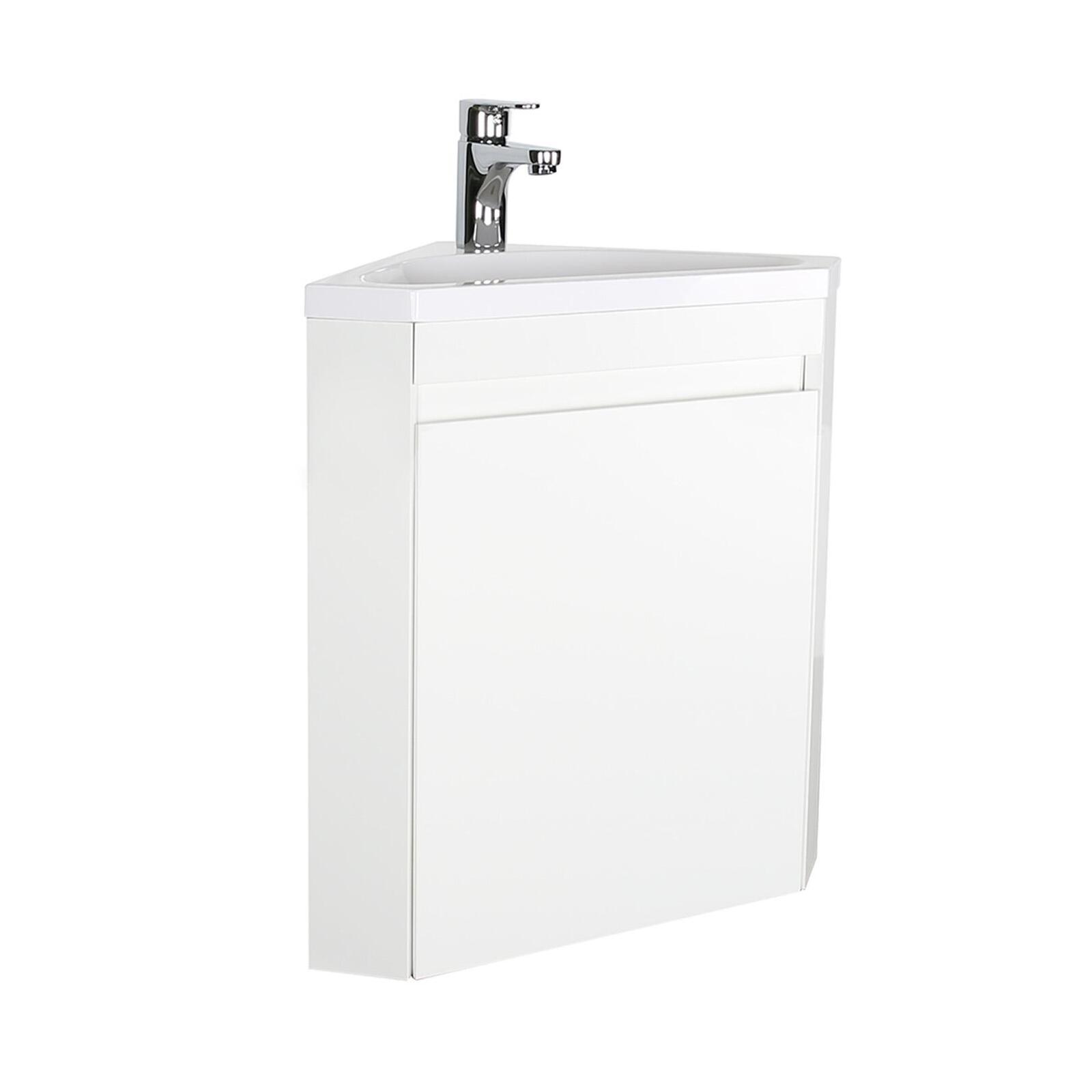 Meuble lave-mains d'angle suspendu avec vasque résine