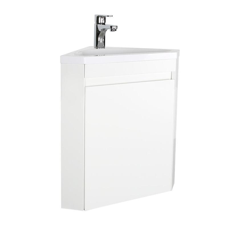 Meuble lave-mains d'angle suspendu avec vasque résine