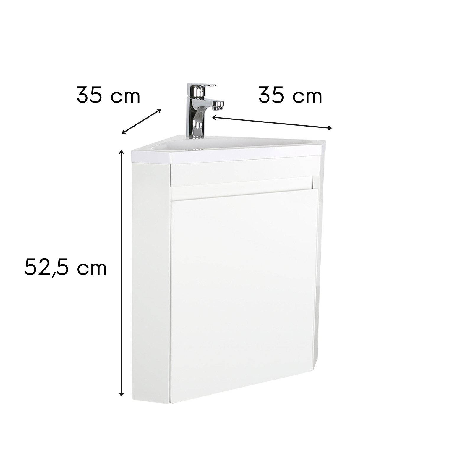 Meuble lave-mains d'angle suspendu avec vasque résine