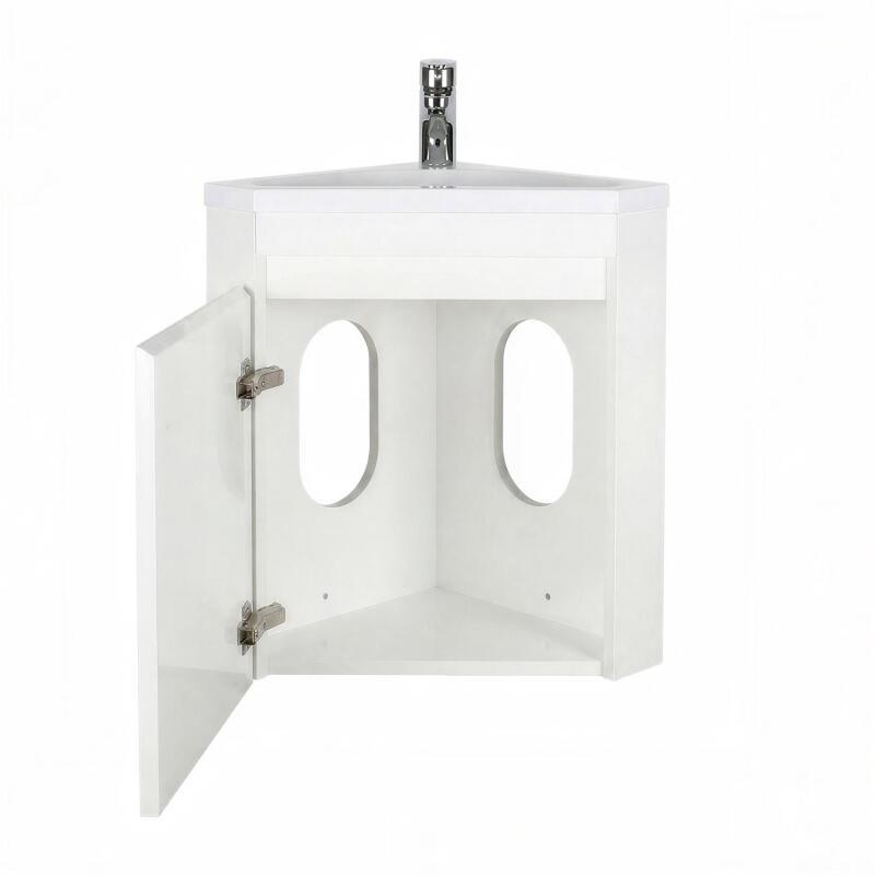 Meuble lave-mains d'angle suspendu avec vasque résine