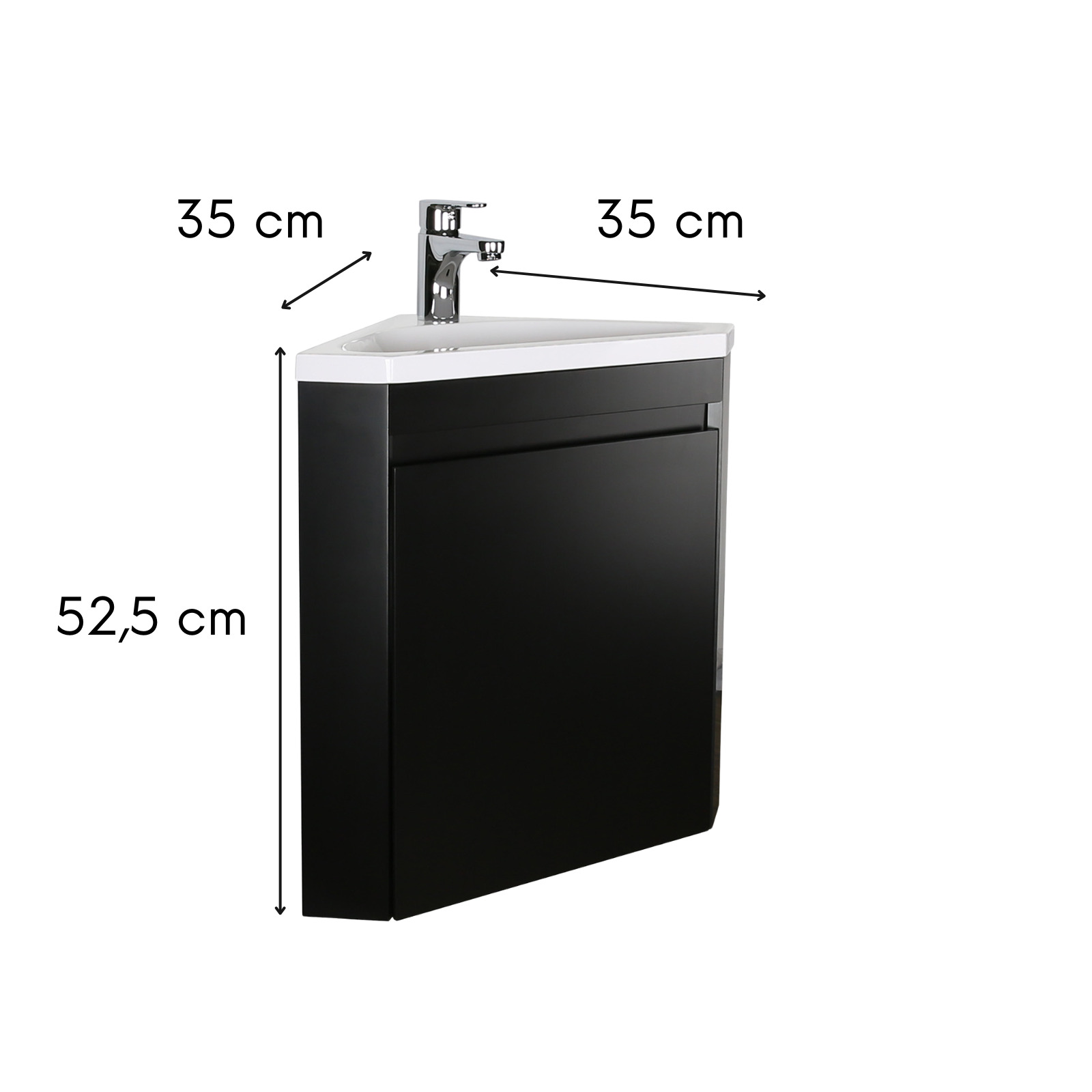 Meuble lave-mains d'angle suspendu avec vasque résine