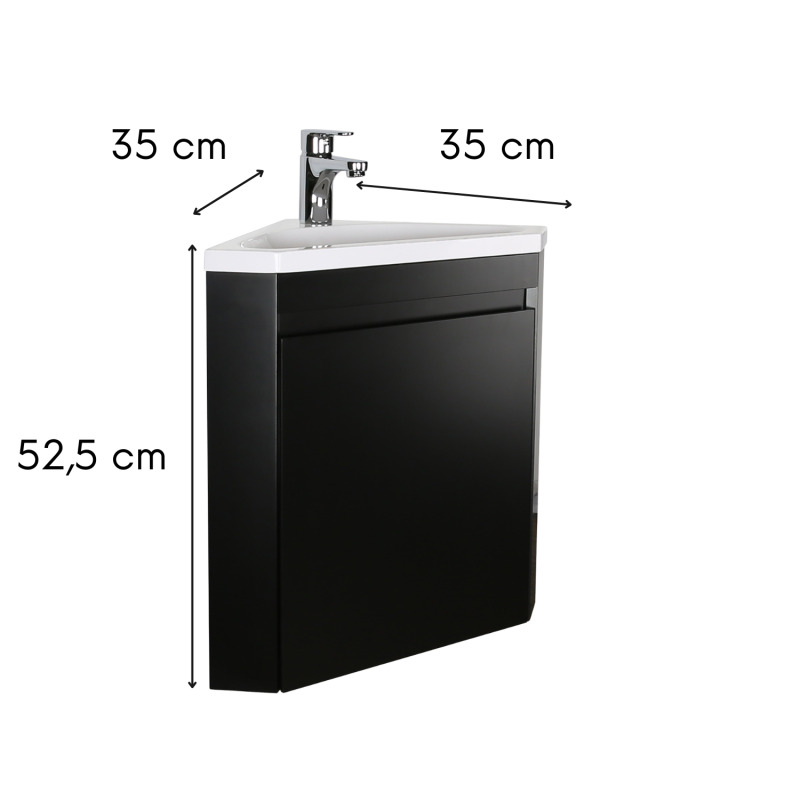 Meuble lave-mains d'angle suspendu avec vasque résine