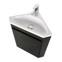 Meuble lave-mains d'angle suspendu avec vasque résine