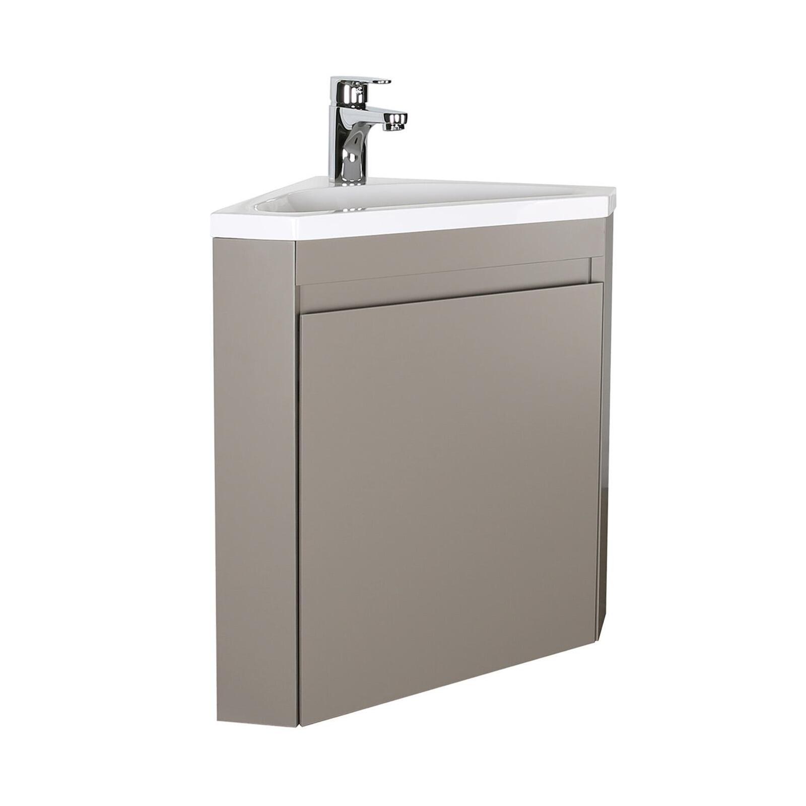 Meuble lave-mains d'angle suspendu avec vasque résine