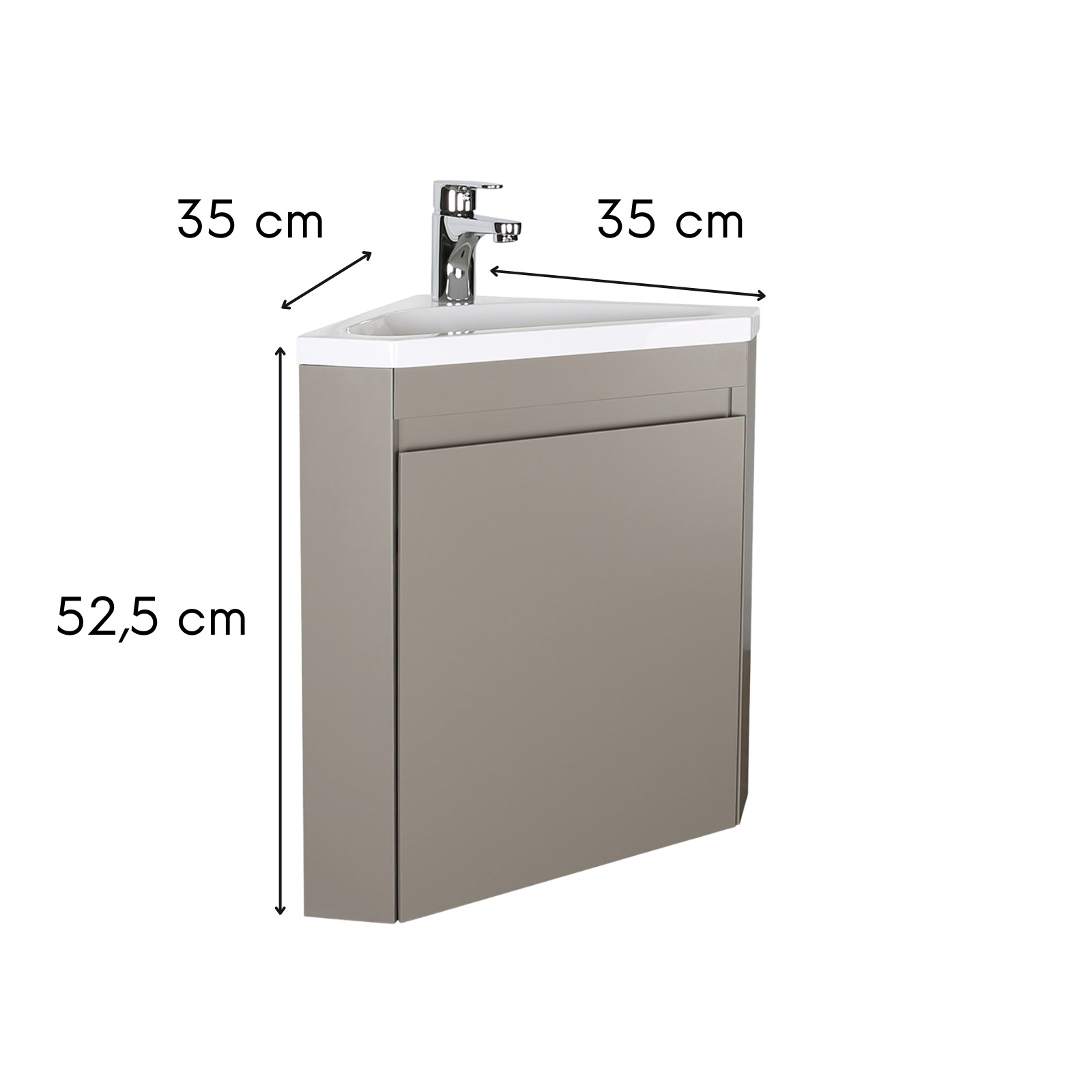Meuble lave-mains d'angle suspendu avec vasque résine