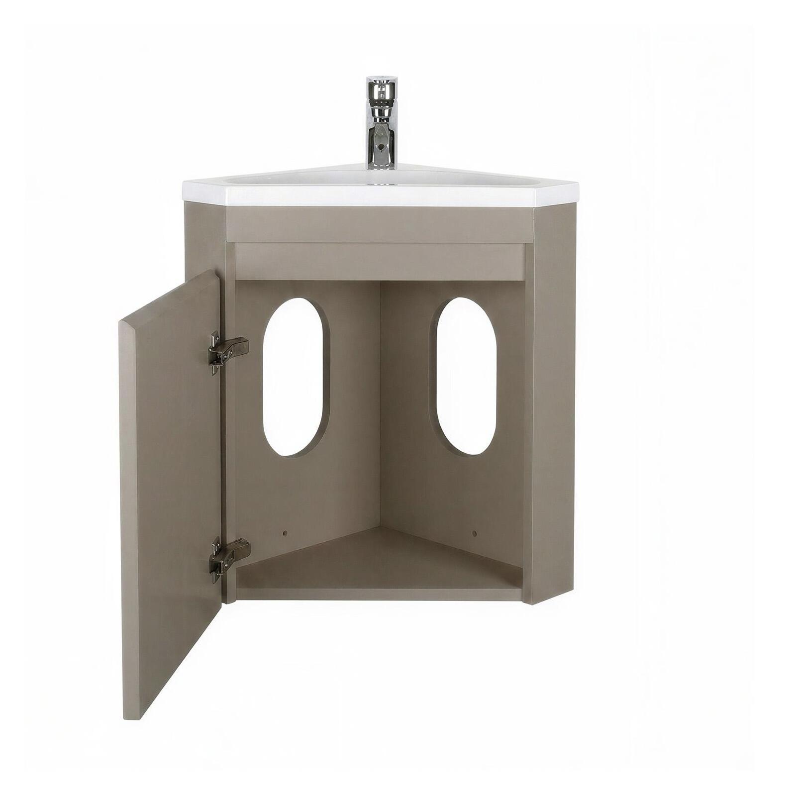 Meuble lave-mains d'angle suspendu avec vasque résine