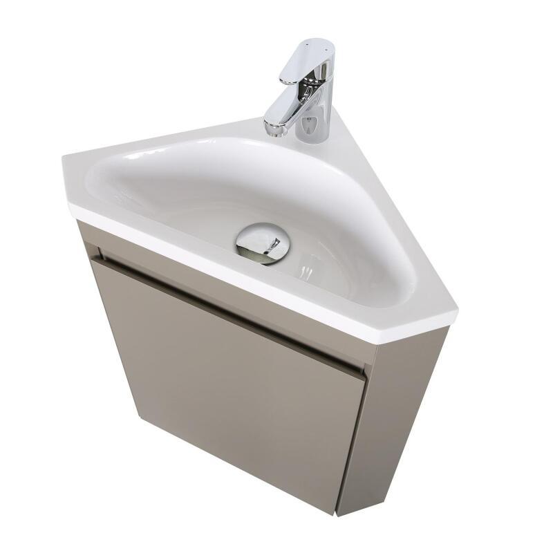 Meuble lave-mains d'angle suspendu avec vasque résine