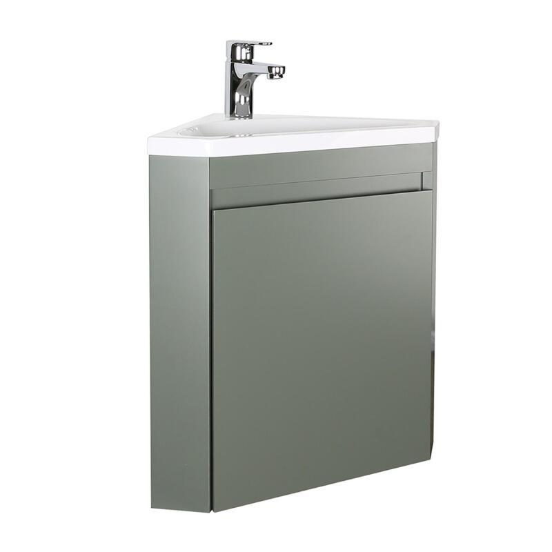 Meuble lave-mains d'angle suspendu avec vasque résine