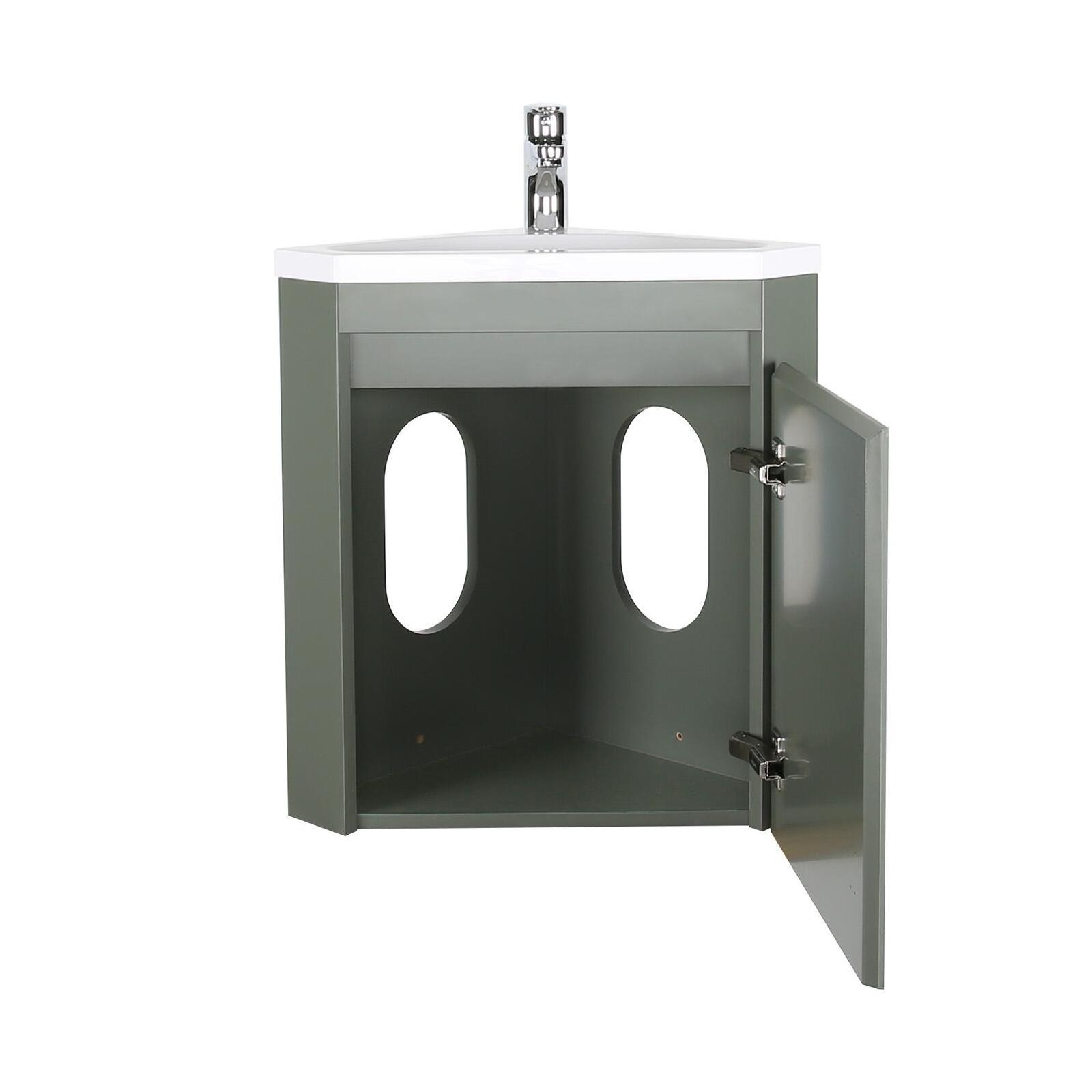 Meuble lave-mains d'angle suspendu avec vasque résine