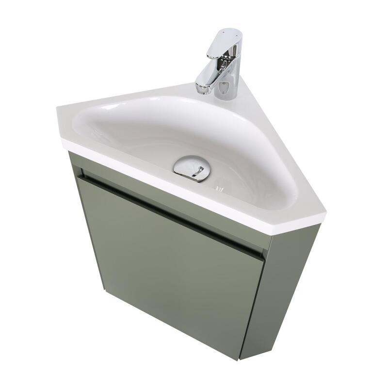 Meuble lave-mains d'angle suspendu avec vasque résine