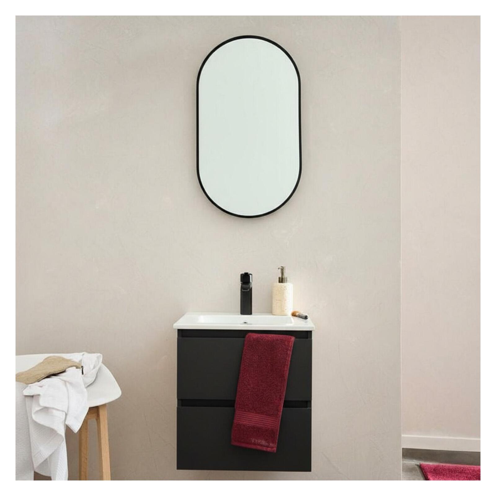 Meuble simple vasque suspendu 45cm - avec plan vasque céramique