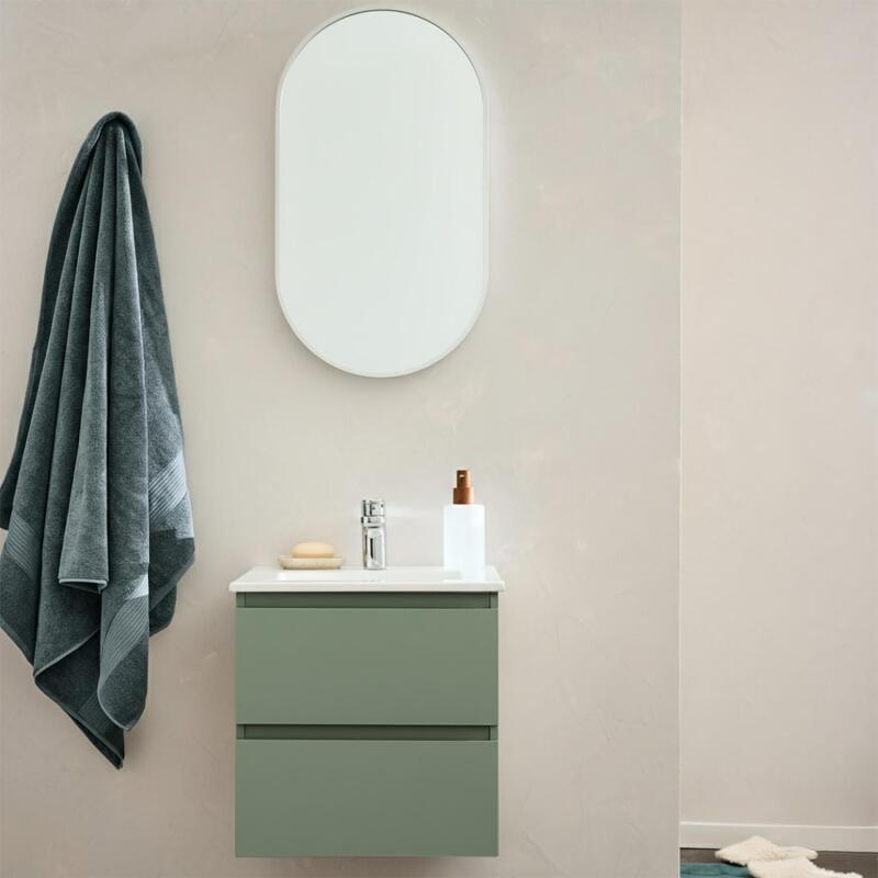 Meuble simple vasque suspendu 45cm - avec plan vasque céramique