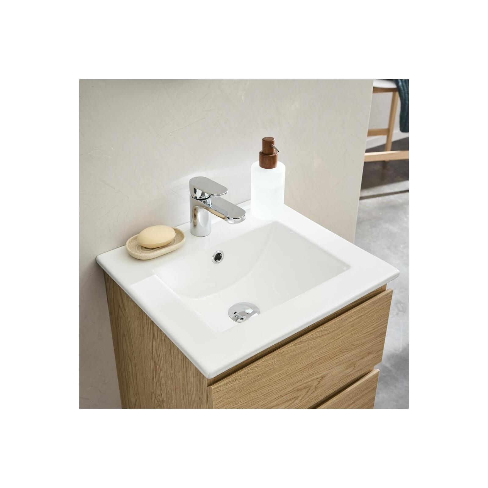 Meuble simple vasque suspendu 45cm - avec plan vasque céramique