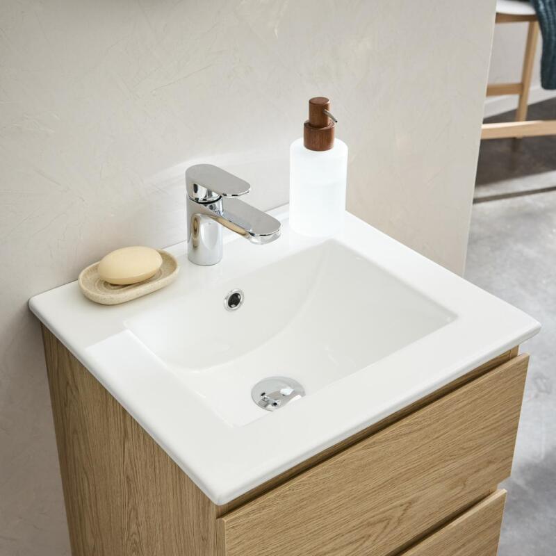 Meuble simple vasque suspendu 45cm - avec plan vasque céramique