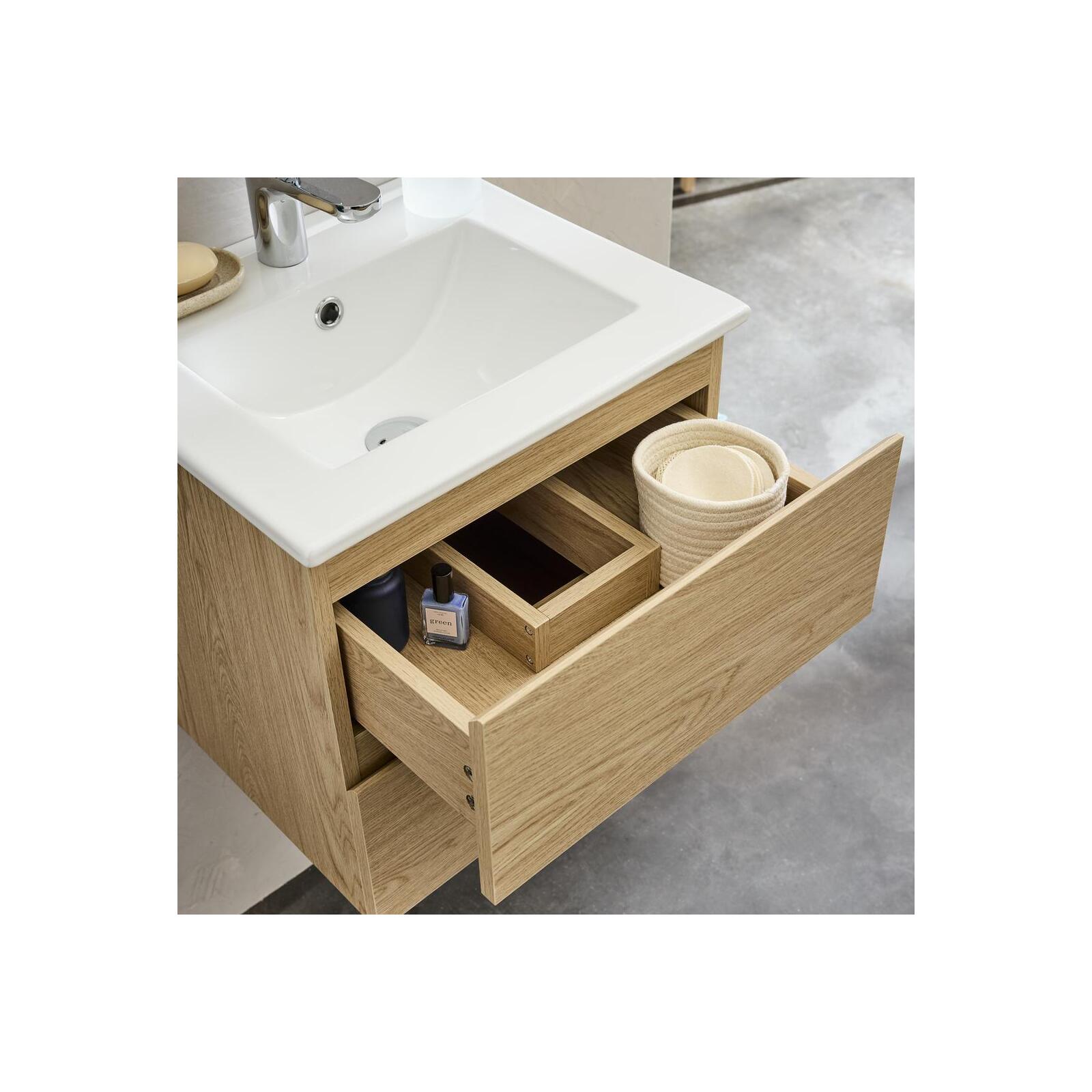 Meuble simple vasque suspendu 45cm - avec plan vasque céramique