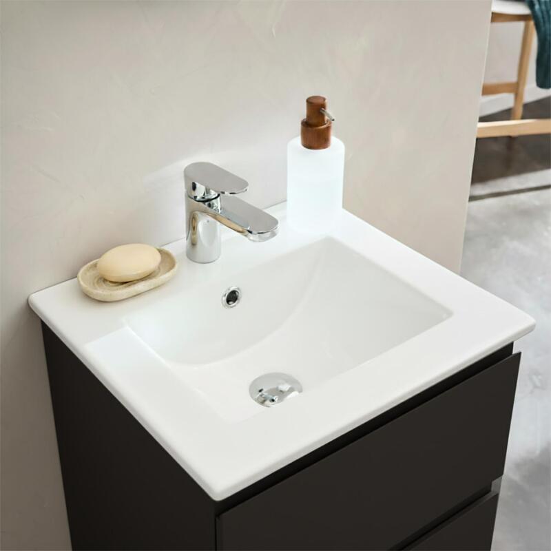 Meuble simple vasque suspendu 45cm - avec plan vasque céramique