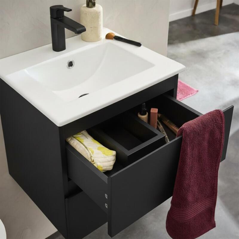 Meuble simple vasque suspendu 45cm - avec plan vasque céramique