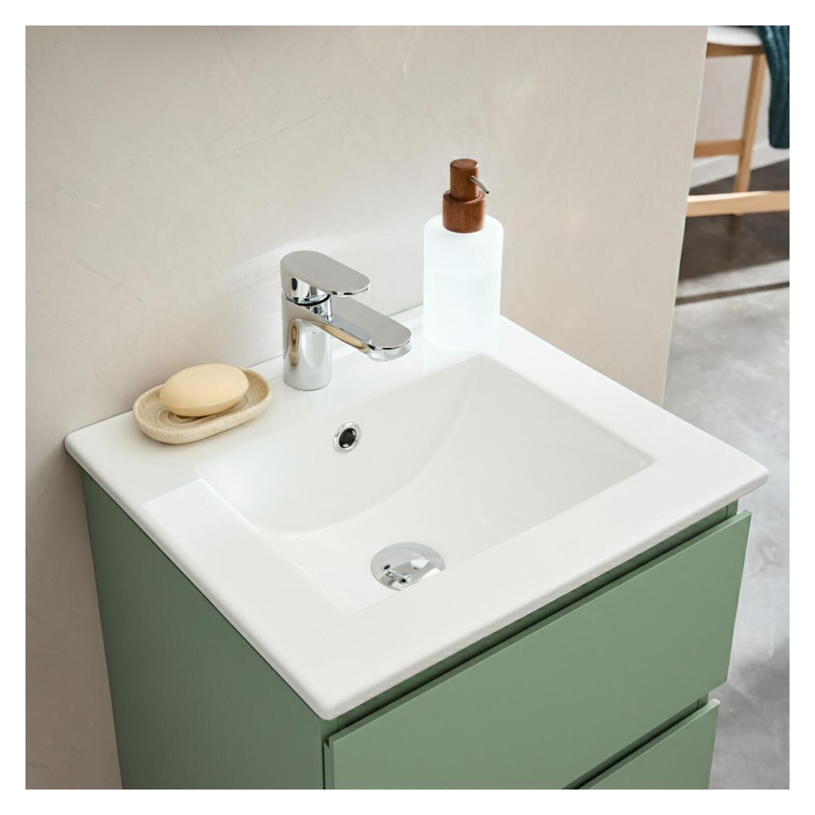Meuble simple vasque suspendu 45cm - avec plan vasque céramique