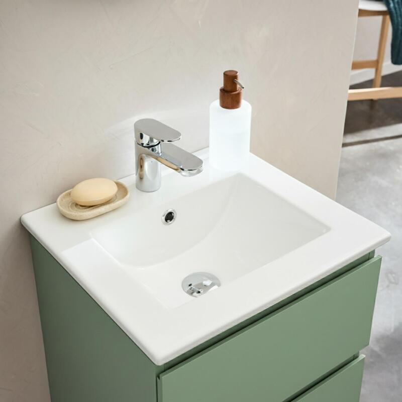 Meuble simple vasque suspendu 45cm - avec plan vasque céramique