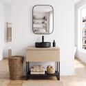Meuble simple vasque décor chêne 60cm avec pieds métal noir - sans vasque