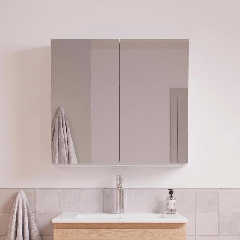 Armoire de toilette double miroir - Rangement haut faible profondeur 60x60cm