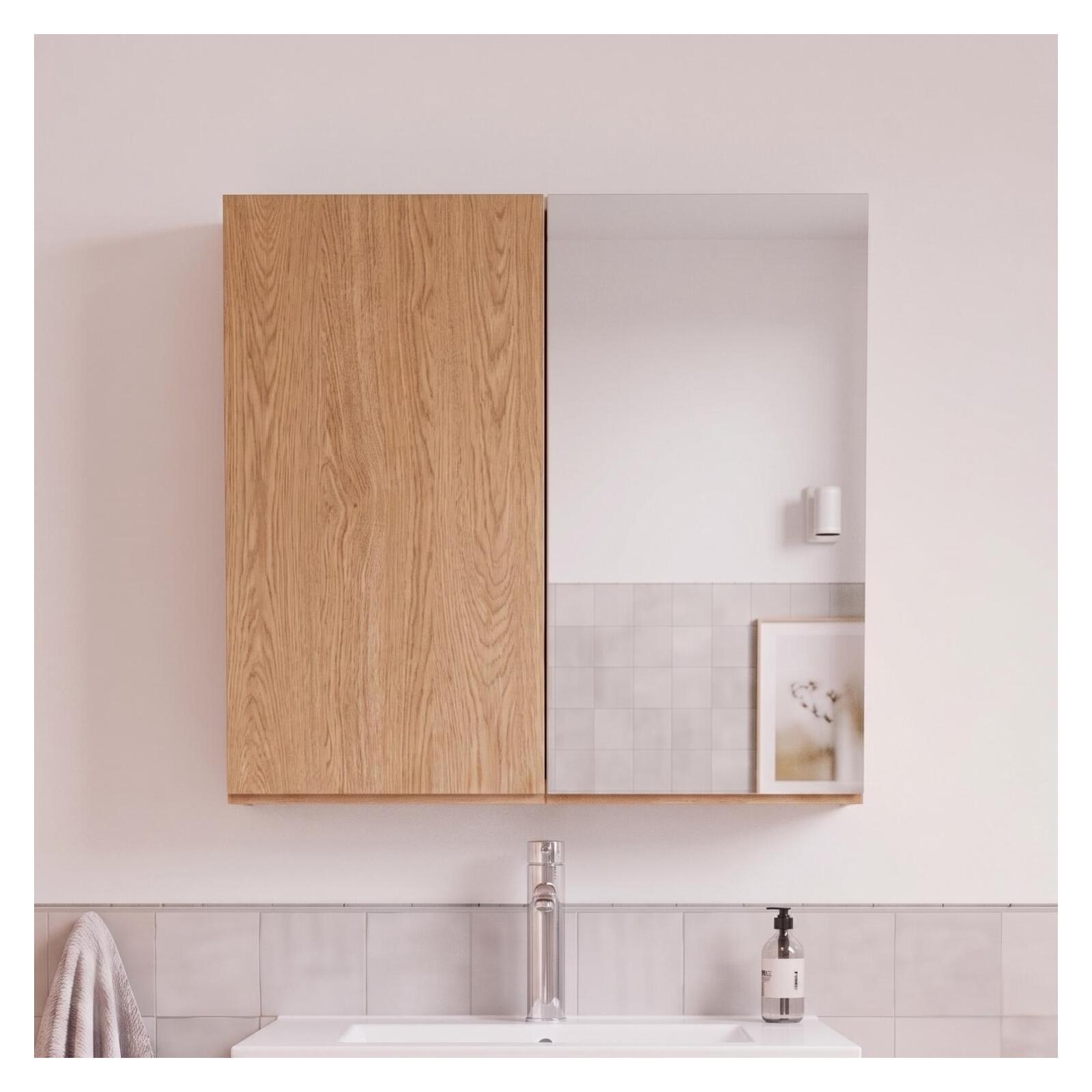 Armoire de toilette avec miroir - Rangement haut faible profondeur 60x60cm