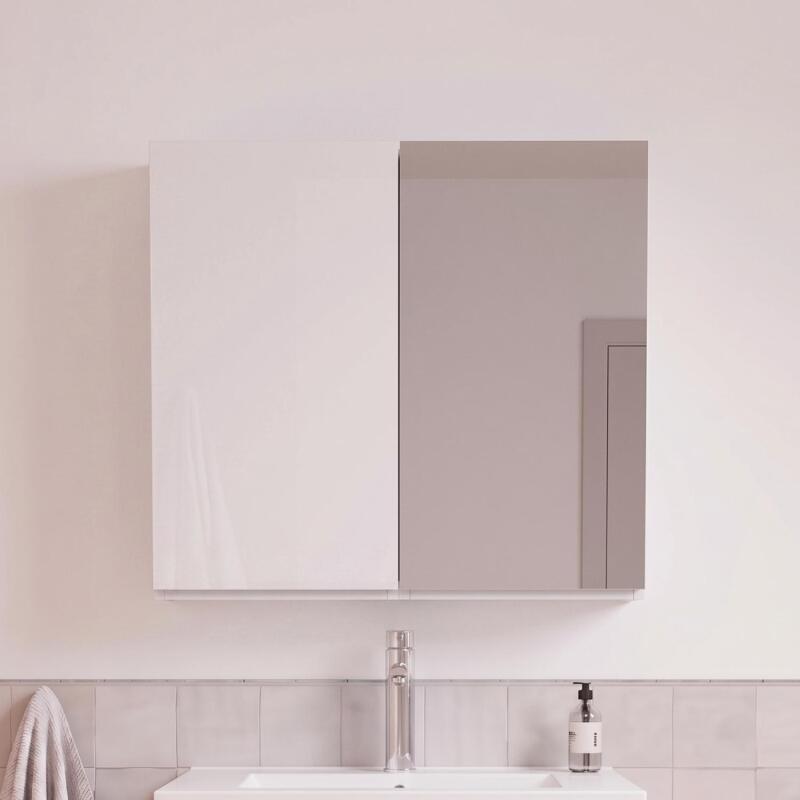 Armoire de toilette avec miroir - Rangement haut faible profondeur 60x60cm