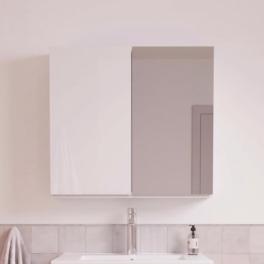 Armoire de toilette avec miroir - Rangement haut faible profondeur 60x60cm
