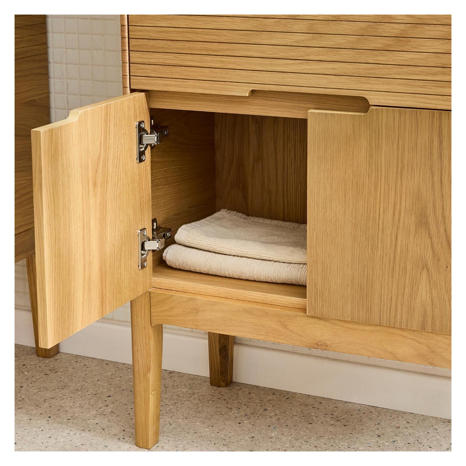 Colonne de salle de bain sur pieds en chêne naturel 145 cm