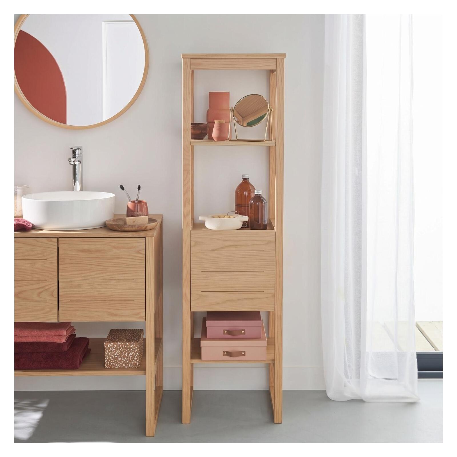 Colonne de salle de bain sur pieds en chêne 145 cm