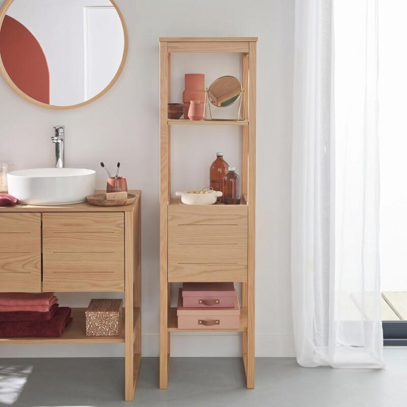 Colonne de salle de bain sur pieds en chêne 145 cm