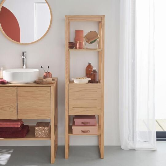 Colonne de salle de bain sur pieds en chêne 145 cm