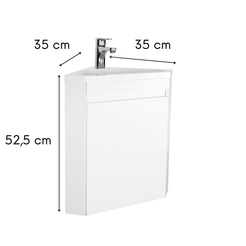 Ensemble lave-mains d'angle suspendu avec vasque résine et robinet chromé