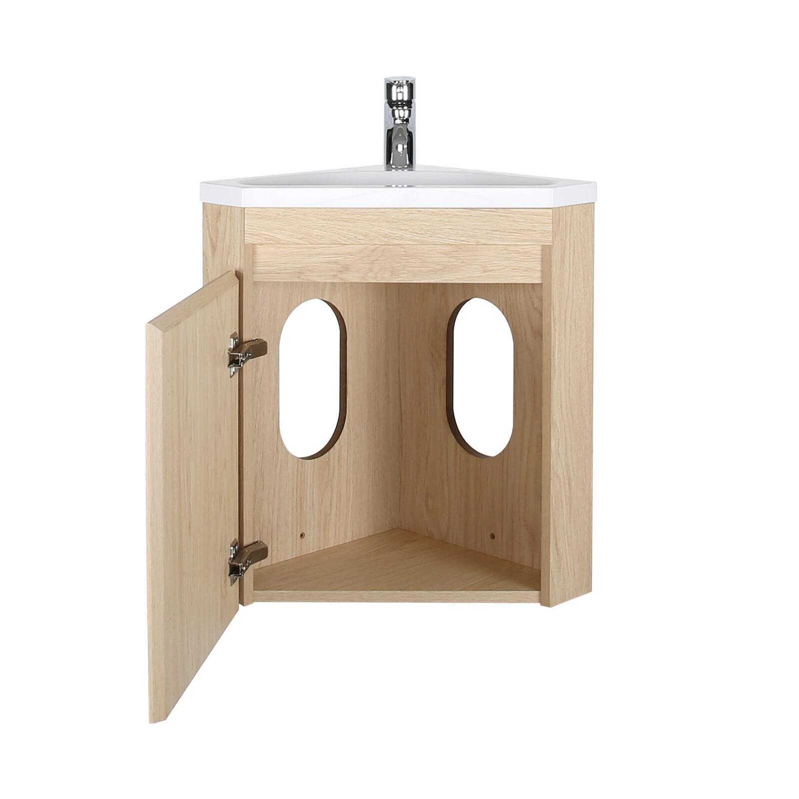 Ensemble lave-mains d'angle suspendu avec vasque résine et robinet chromé