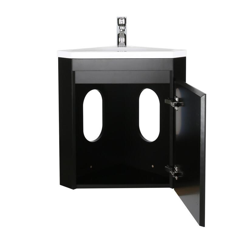Ensemble lave-mains d'angle suspendu avec vasque résine et robinet chromé