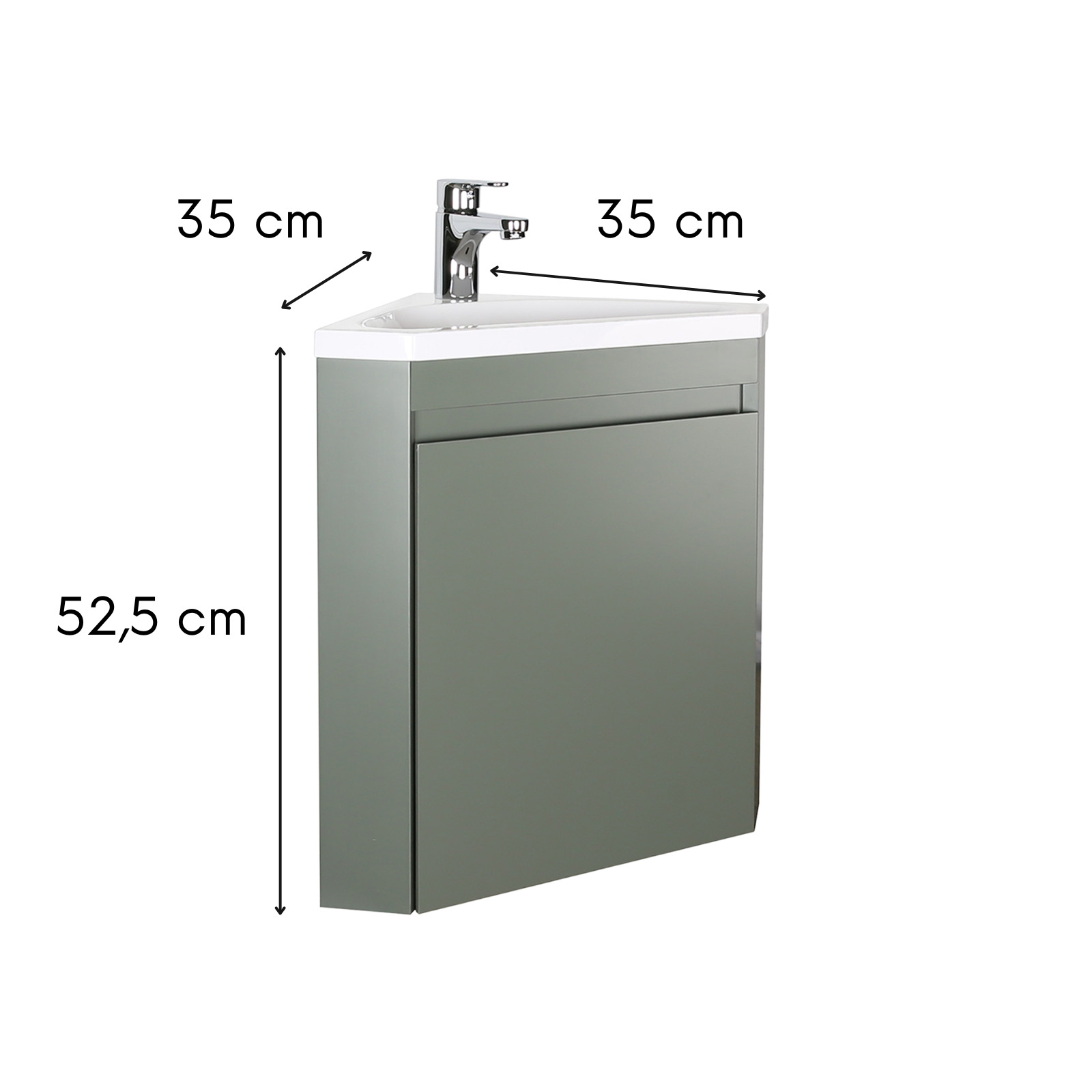Ensemble lave-mains d'angle suspendu avec vasque résine et robinet chromé