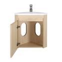 Ensemble lave-mains d'angle suspendu avec vasque résine et robinet chromé et armoire d'angle
