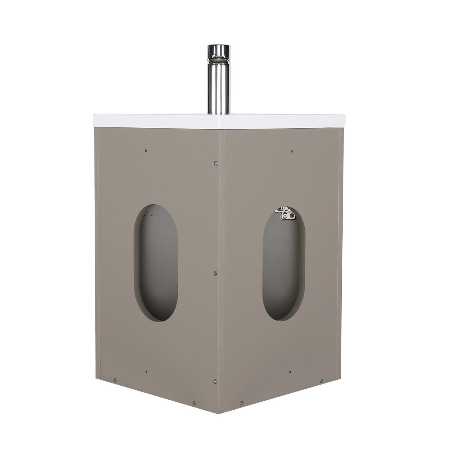 Ensemble lave-mains d'angle suspendu avec vasque résine et robinet chromé et armoire d'angle