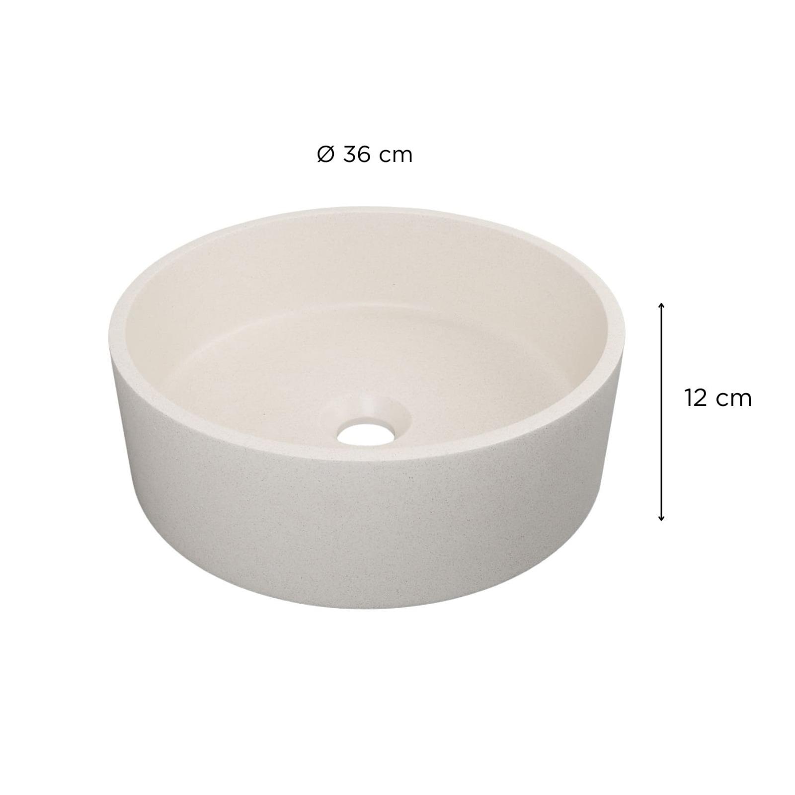Vasque à poser ronde en béton travertin gris 39cm