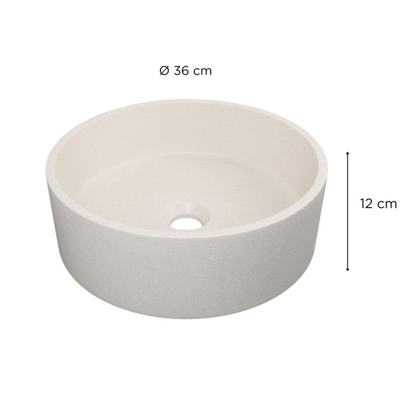 Vasque à poser ronde en béton travertin gris 39cm