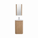 Ensemble lave-mains d'angle sur pieds avec robinet chromé et armoire de toilette