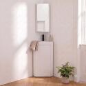 Ensemble lave-mains d'angle sur pieds avec robinet noir et armoire de toilette