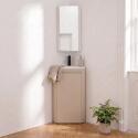 Ensemble lave-mains d'angle sur pieds avec robinet noir et armoire de toilette