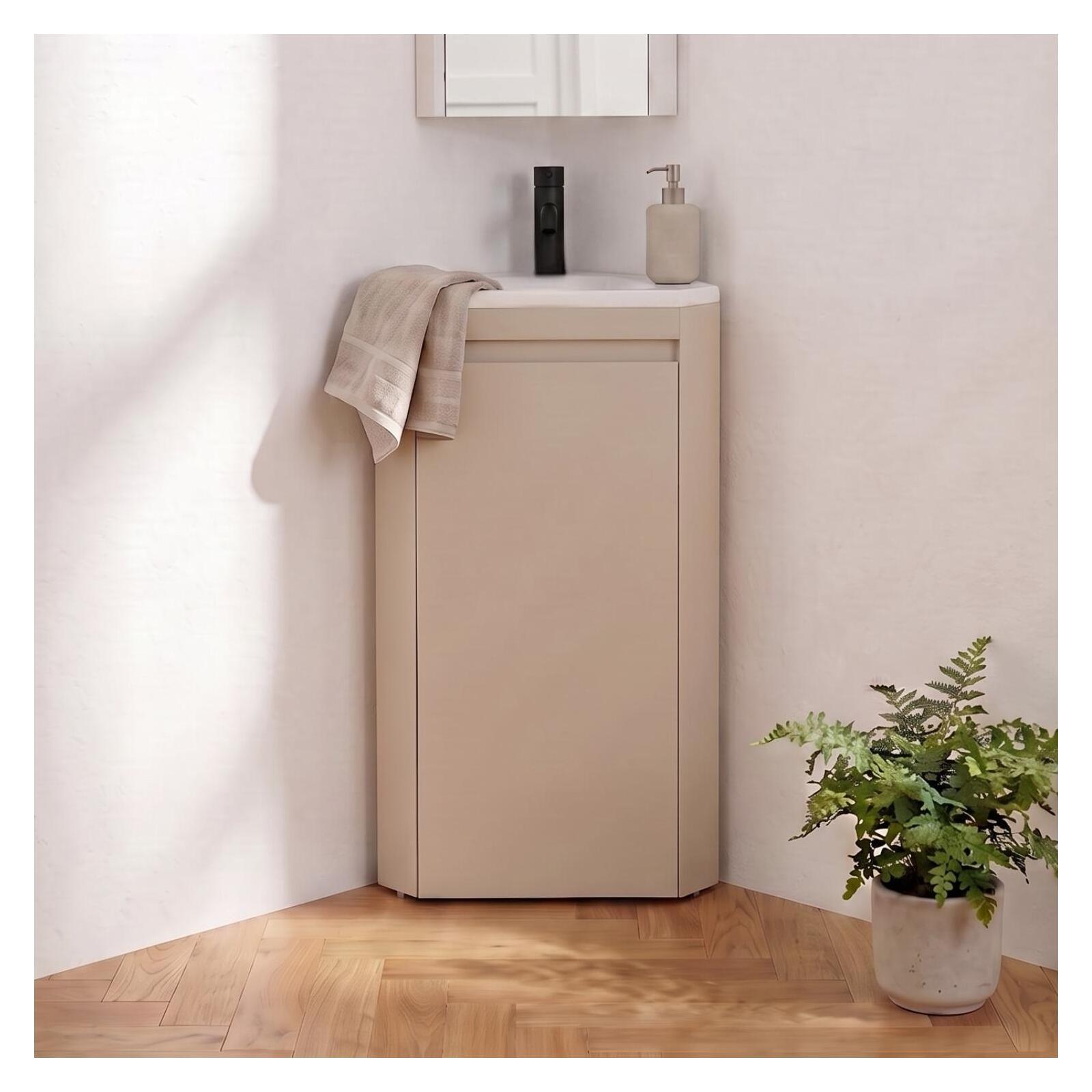 Ensemble lave-mains d'angle sur pieds avec robinet noir