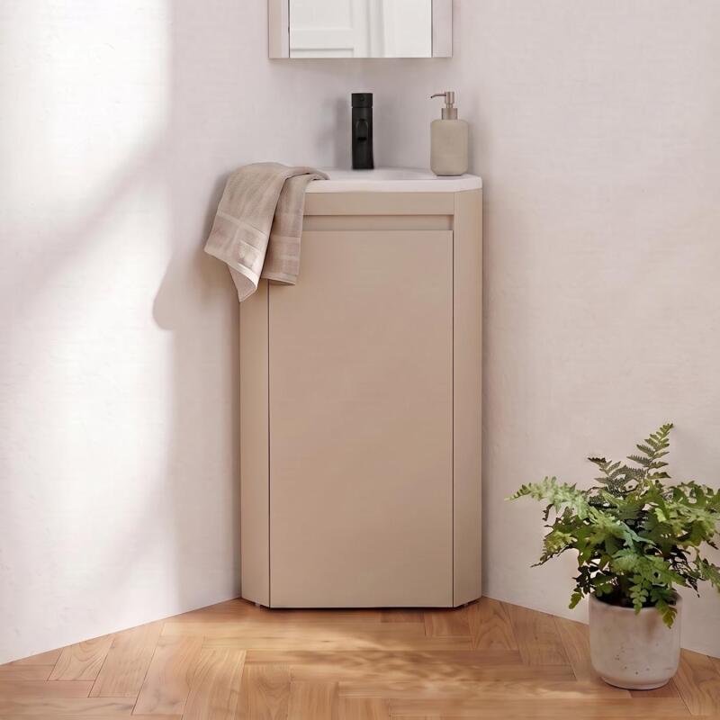 Ensemble lave-mains d'angle sur pieds avec robinet noir