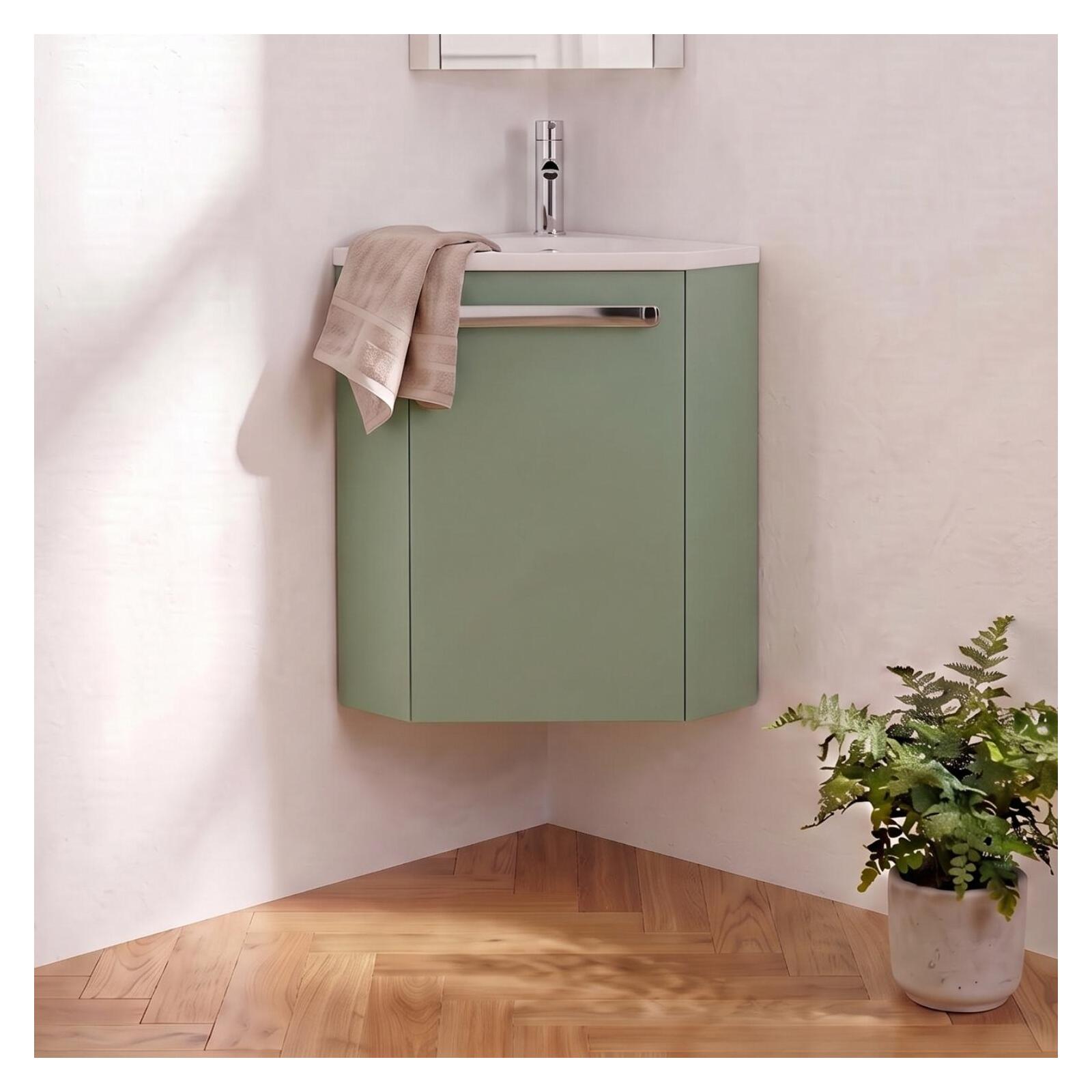 Ensemble lave-mains d'angle suspendu avec robinet chromé