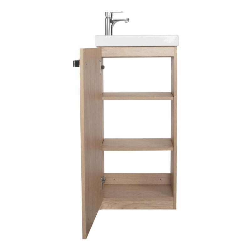 Ensemble lave-mains sur pieds avec robinet et miroir