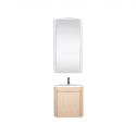 Ensemble lave-mains d'angle suspendu avec vasque résine et robinet chromé et armoire d'angle