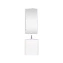 Ensemble lave-mains d'angle suspendu avec vasque résine et robinet chromé et armoire d'angle